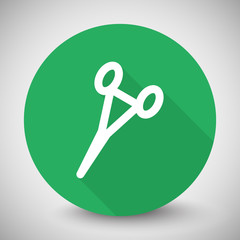 White Surgical Clamps icon with long shadow on green circle