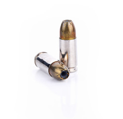 Bullet, bullet casings isolated on white background