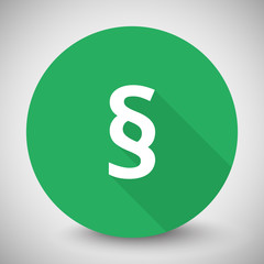 White Paragraph icon with long shadow on green circle