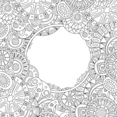 Obraz premium Abstract hand drawn zentangle style frame. Doodle art black and white decorative border.
