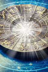 bronze plate with all signs of the zodiac