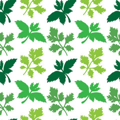 Seamless pattern with green leafs 
