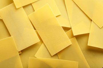 Lasagne sheets pasta background, close up