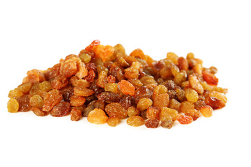 Dried raisins isolated on a white