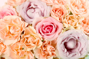 Bouquet of beautiful roses background, close up