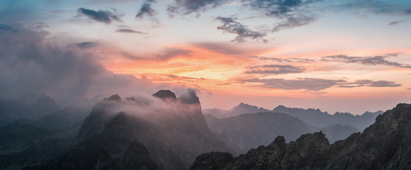 Majestic Sunset with Mountain