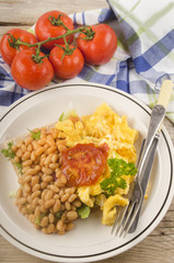 scrambled eggs with baked beans