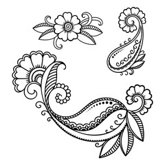 Henna tattoo flower template.Mehndi.
