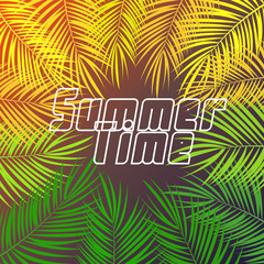 Summer Time Palm Leaf Vector Background Illustration