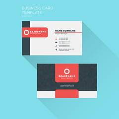 Corporate Business Card Print Template. Personal Visiting Card with Company Logo. Clean Flat Design. Vector Illustration