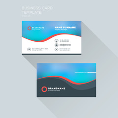 Corporate Business Card Print Template. Personal Visiting Card with Company Logo. Clean Flat Design. Vector Illustration