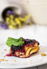 Cheesecake With Berries Sauce and Green Mint