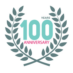Template Logo 100 Anniversary in Laurel Wreath Vector Illustrati