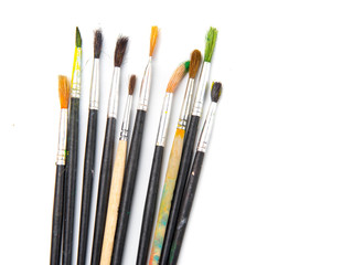 set of brushes for drawing on a white background