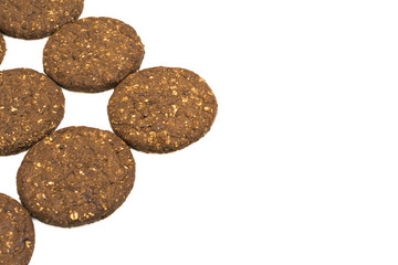 Cocoa biscuits with fiber, gluten-free on a white background
