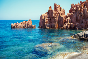 Red rocks and turquoise water of Arbatax, Sardinia - 103971715