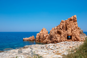 Red rocks and turquoise water of Arbatax, Sardinia - 103971776