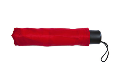 Red umbrella isolated on white background © Liaurinko
