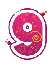 Party Style Vector NUMBER ICON 9