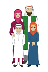 Muslim family concept, flat style