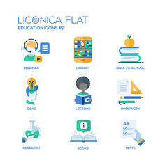 Modern school and education thin line design icons, pictograms