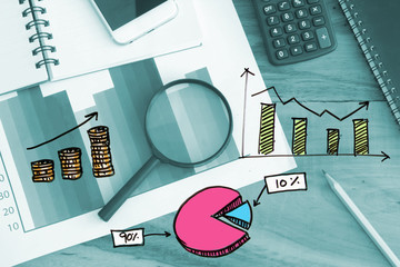 Business Analysis Concept , business strategy as concept, graph analysis financial.