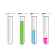 Set of test-tubes with different color liquid. Vector design ele