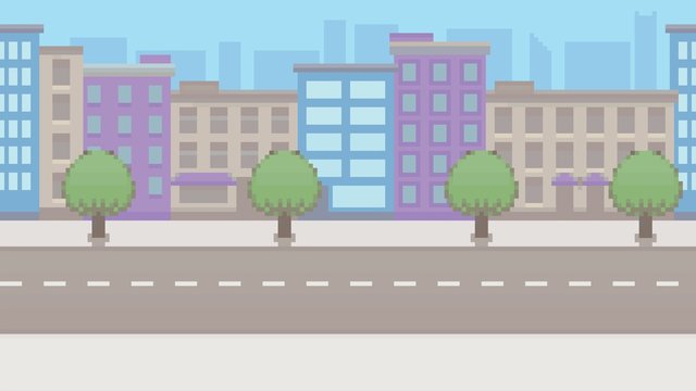 Pixel Art Empty City Vector Pattern Background