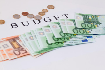  Euro notes and coins.  Budget Concept.