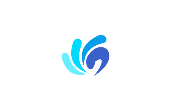 wave water heart logo