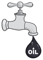 Faucet With Petroleum Or Oil Drop Design With Text