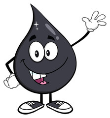 Petroleum Or Oil Drop Cartoon Character Waving