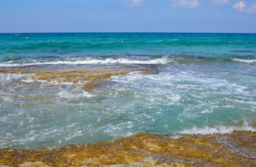 Rocks on the coast of Aegean Sea.