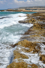 Rocks on the coast of Aegean Sea.