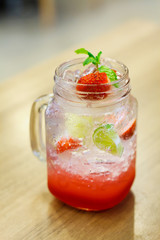 Iced Drink With Strawberry And Lemon