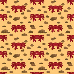 Crab seamless pattern. Vector eps 10.