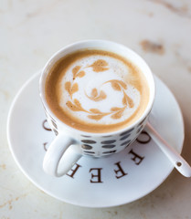 Latte art hot coffee
