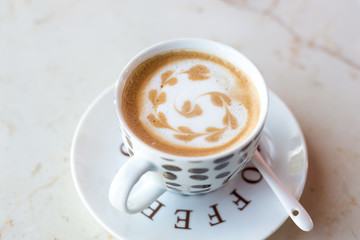 Latte art hot coffee