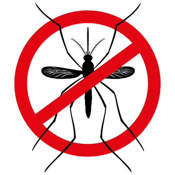 Nature, Silhouette mosquitoes stilt with prohibited sign, top view