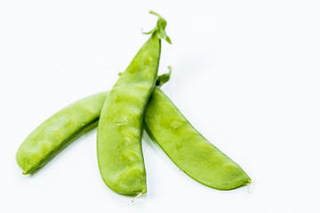 Fresh Green Sugar Snap Peas on a Bright Background