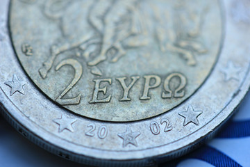 Greek 2 euro close up