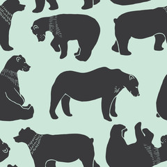 Bears seamless pattern in vector