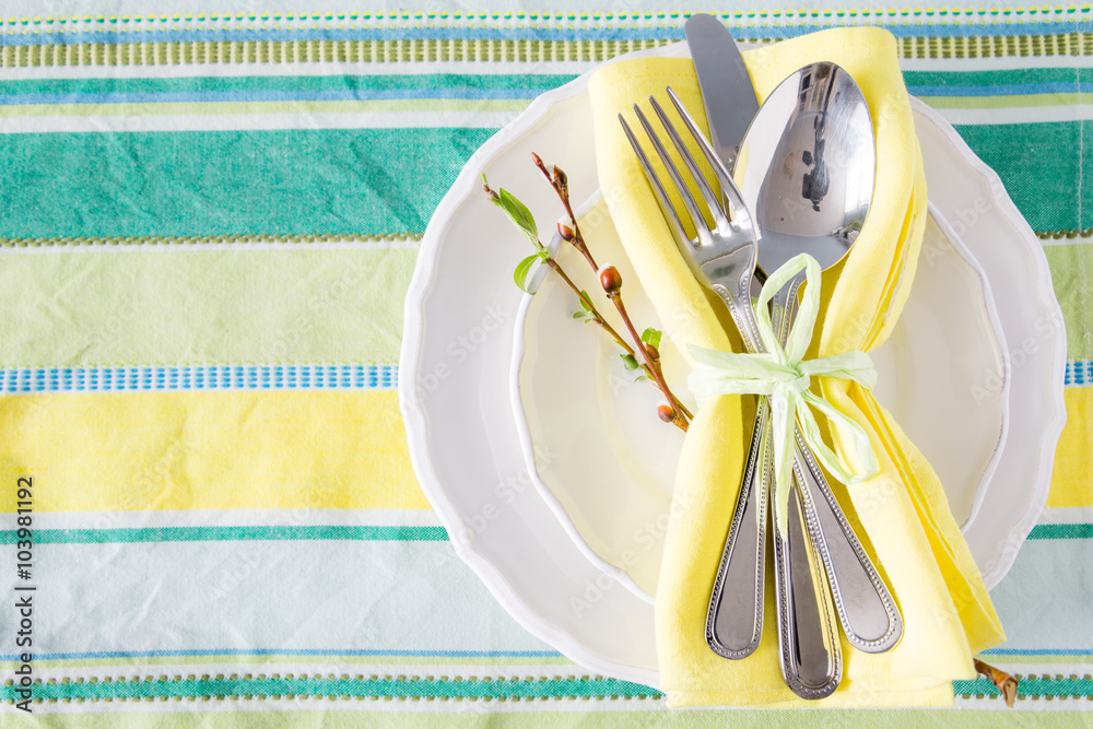 Wall mural spring easter table setting