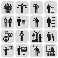 Human resources and management icons set.