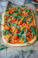 Freshly baked homemade pizza