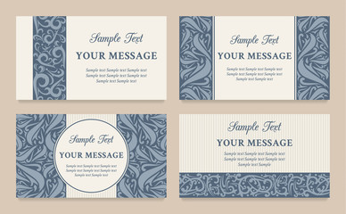 Vector floral vintage invitation cards, business cards or announ