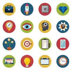 Web design objects, delivery, business, office and marketing items icons.