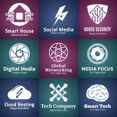 Set of vector technology, network and computer science logo