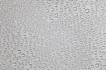 Drops of water on clear glass.