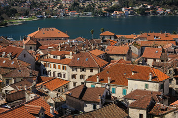 Obraz premium View from the mountains to the town of Kotor, Montenegro